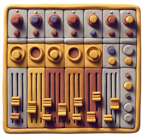 A control board with toggles and sliders